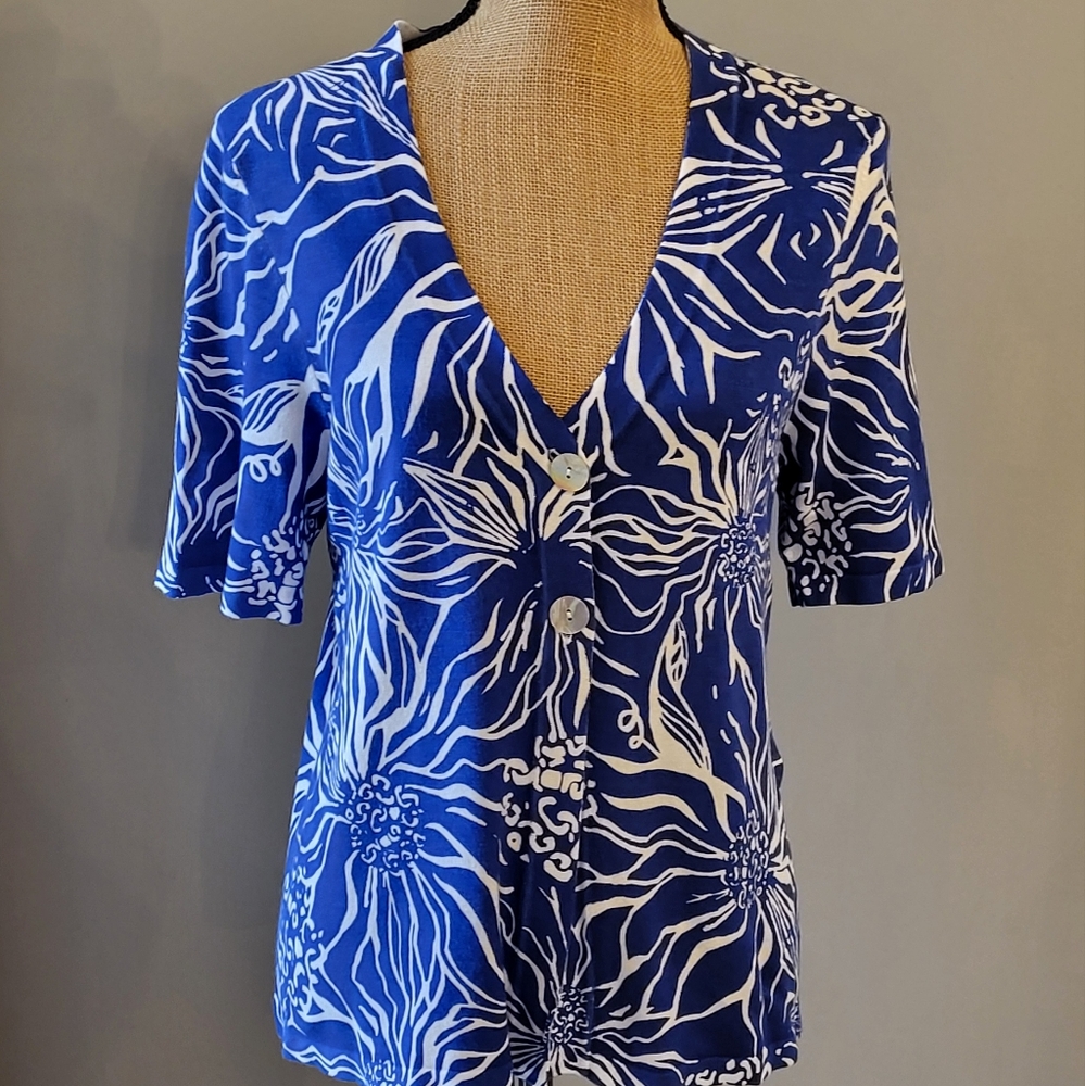 Chicos NWT Rayon short sleeve cardigan in Skipperwhite size 1